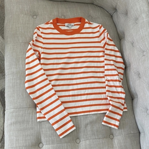 COS Long Sleeve Top in Orange and White Stripes - Picture 4 of 6